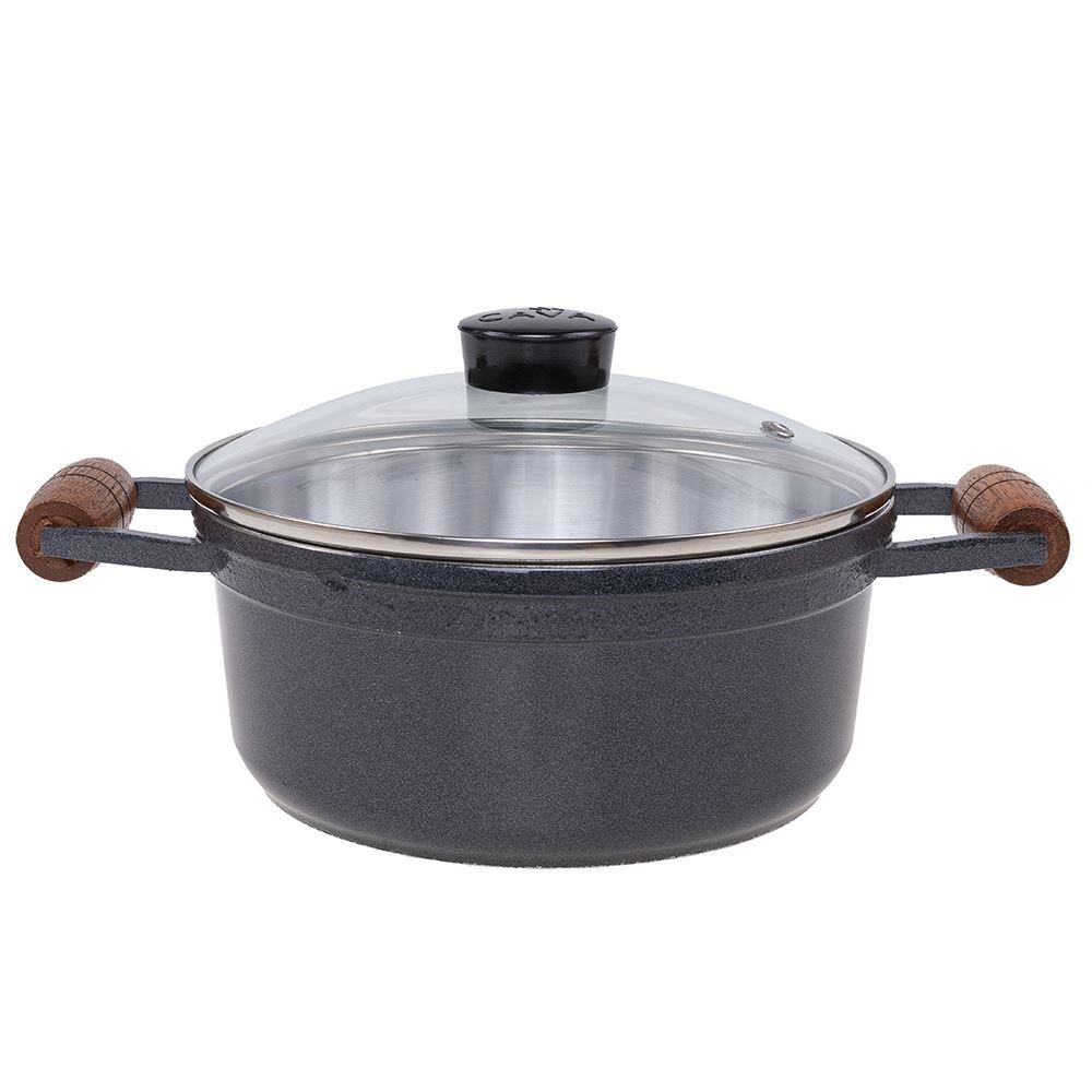 Caçarola Fundida Com Alças E Tampa 1,8 Litros Cava - Grafite
