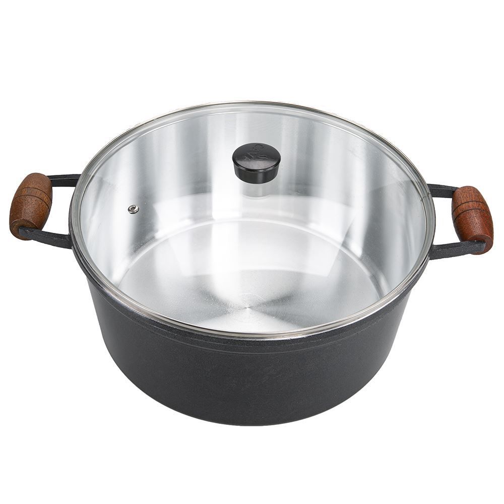 Caçarola Fundida Com Alças E Tampa Cava N32 10,6 Litros - Grafite
