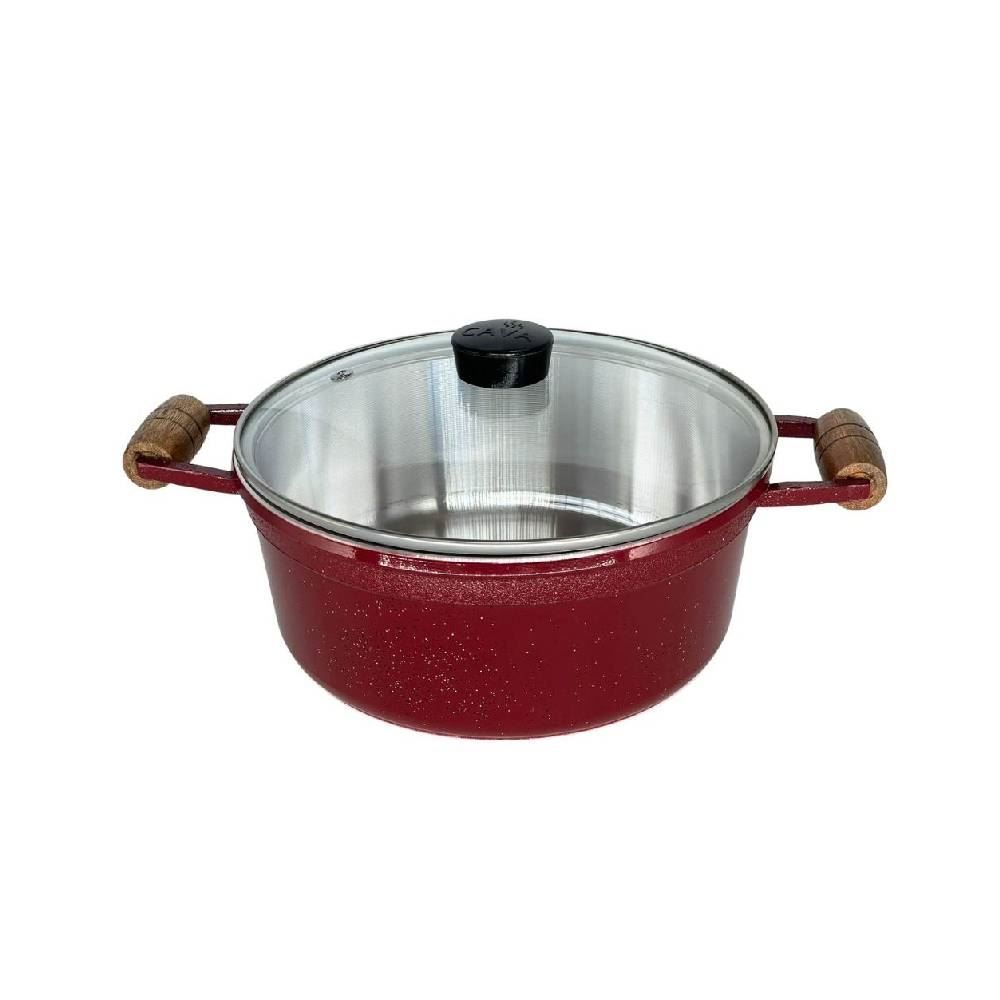 Caçarola Fundida Com Tampa 18Cm - Bordô