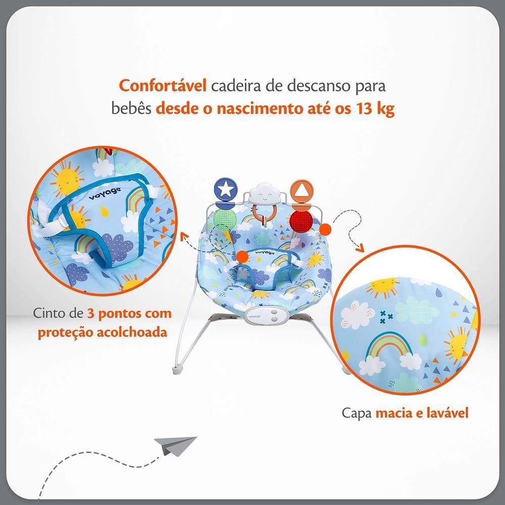 Cadeira De Descanso Bouncer Relax Com Brinquedos Voyage - Azul Solar