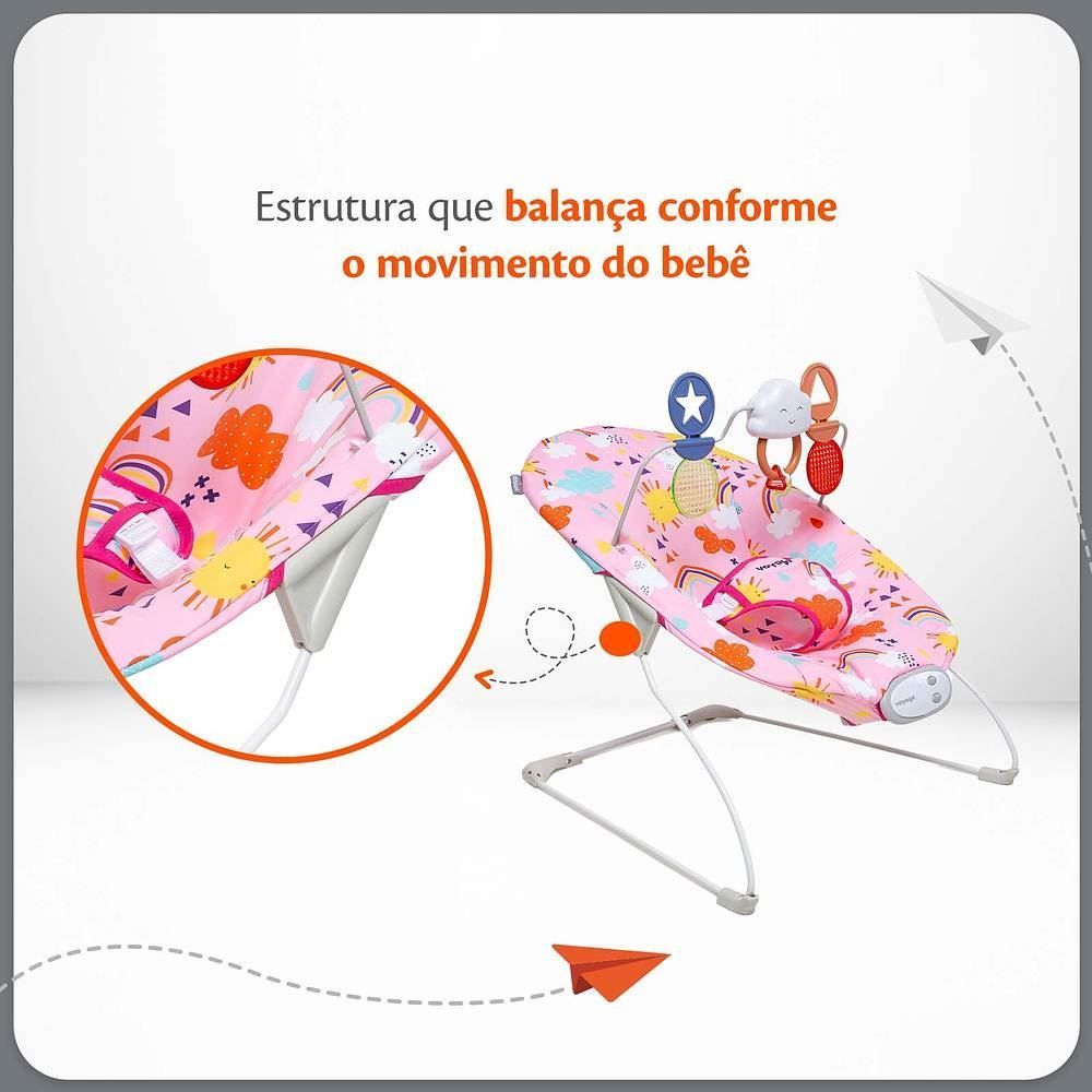 Cadeira De Descanso Bouncer Relax Com Brinquedos Voyage - Rosa Solar