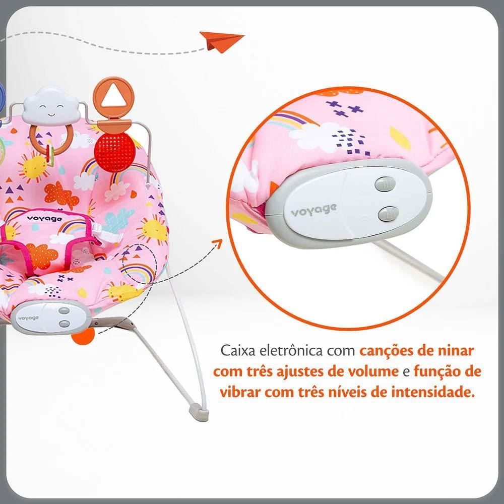 Cadeira De Descanso Bouncer Relax Com Brinquedos Voyage - Rosa Solar