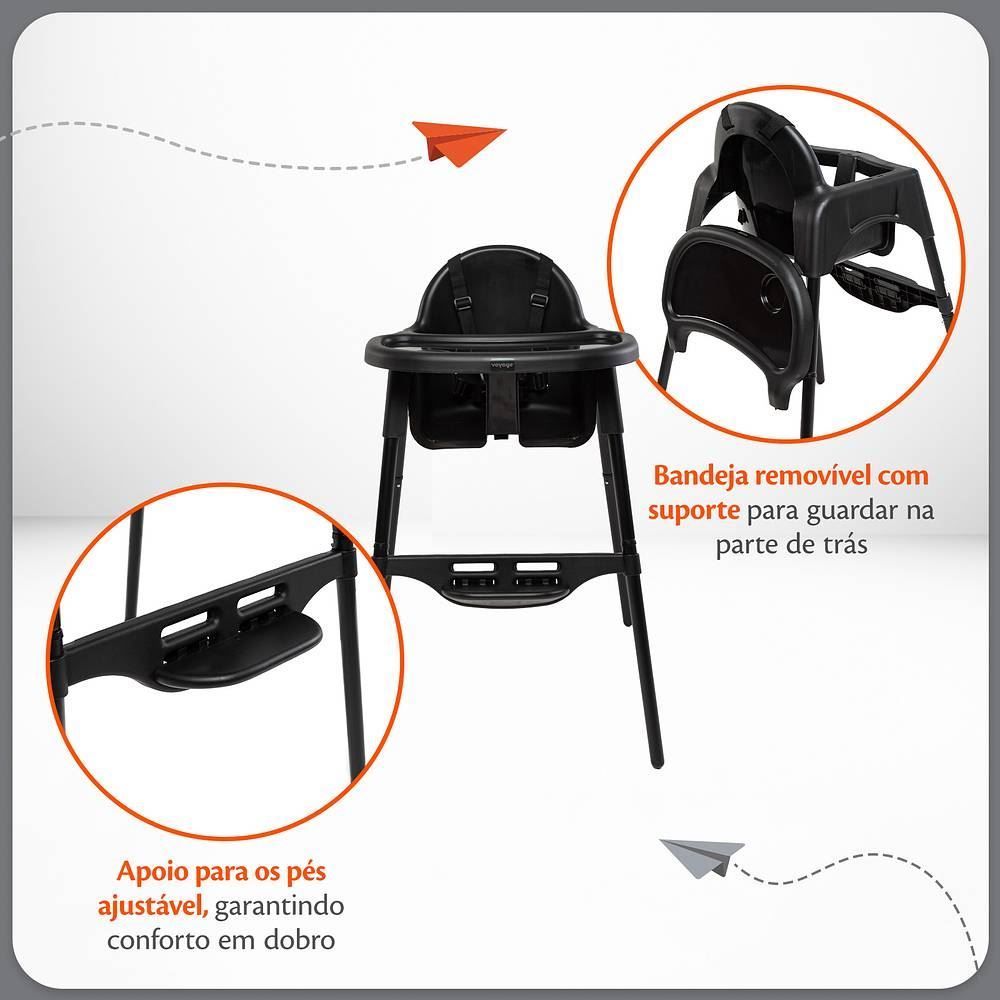 Cadeira De Refeição Macaron Voyage - Preto