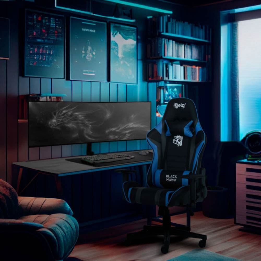 Cadeira Gamer Elg Black Hawk Preto E Azul - CH05BKWH