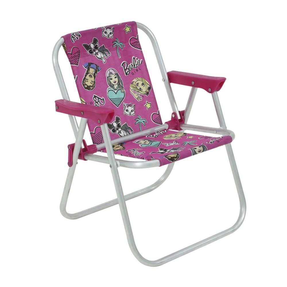Cadeira Infantil Praia Barbie Alumínio Bel Fix - Rosa