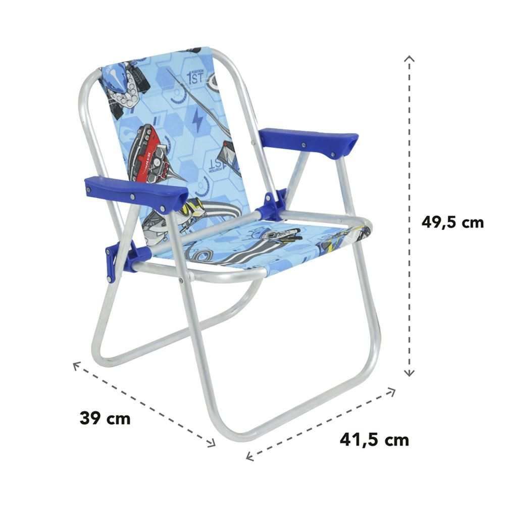 Cadeira De Praia Infantil Hot Wheels Alumínio Bel Fix - Azul 