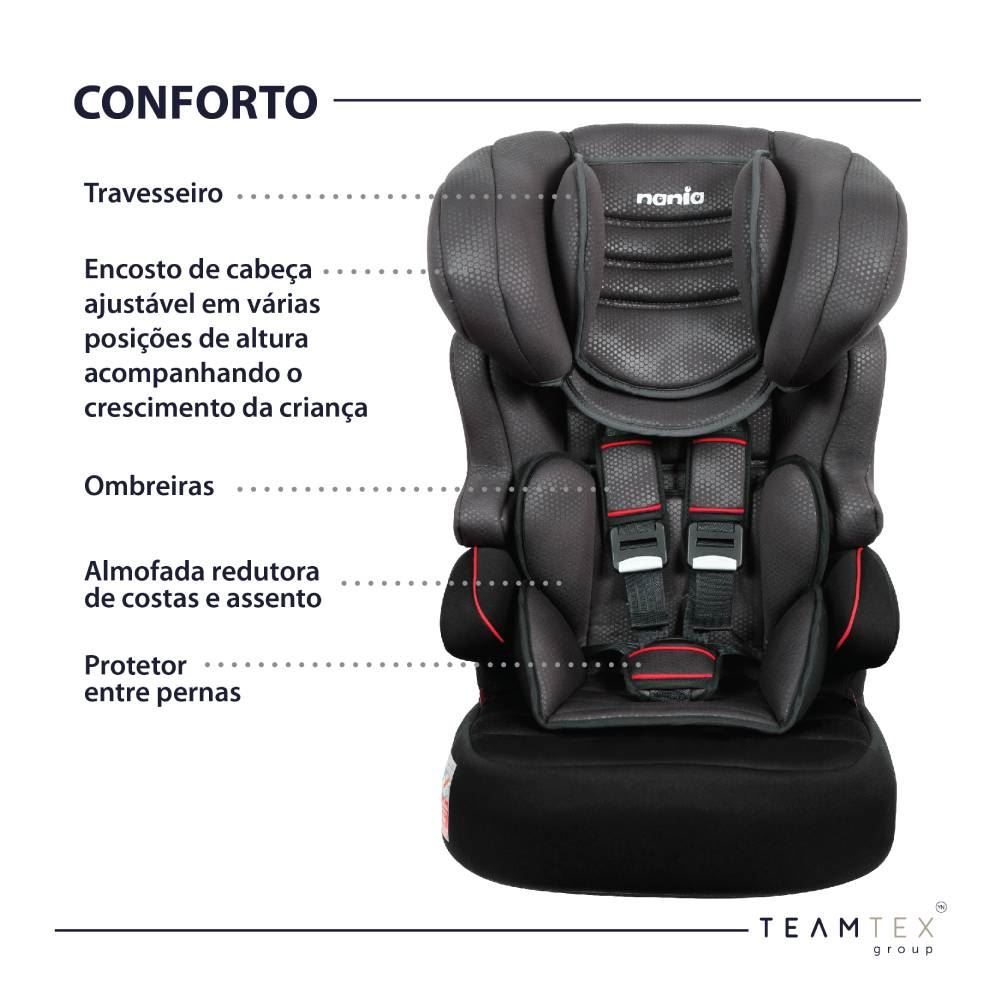 Cadeirinha Infantil Para Carro 9 A 36 Kg Beline Luxe Team Tex - Cinza Luxe Noir