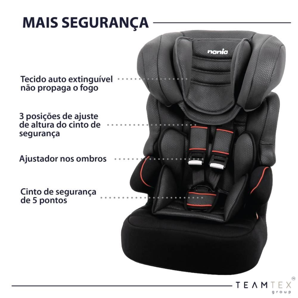 Cadeirinha Infantil Para Carro 9 A 36 Kg Beline Luxe Team Tex - Cinza Luxe Noir