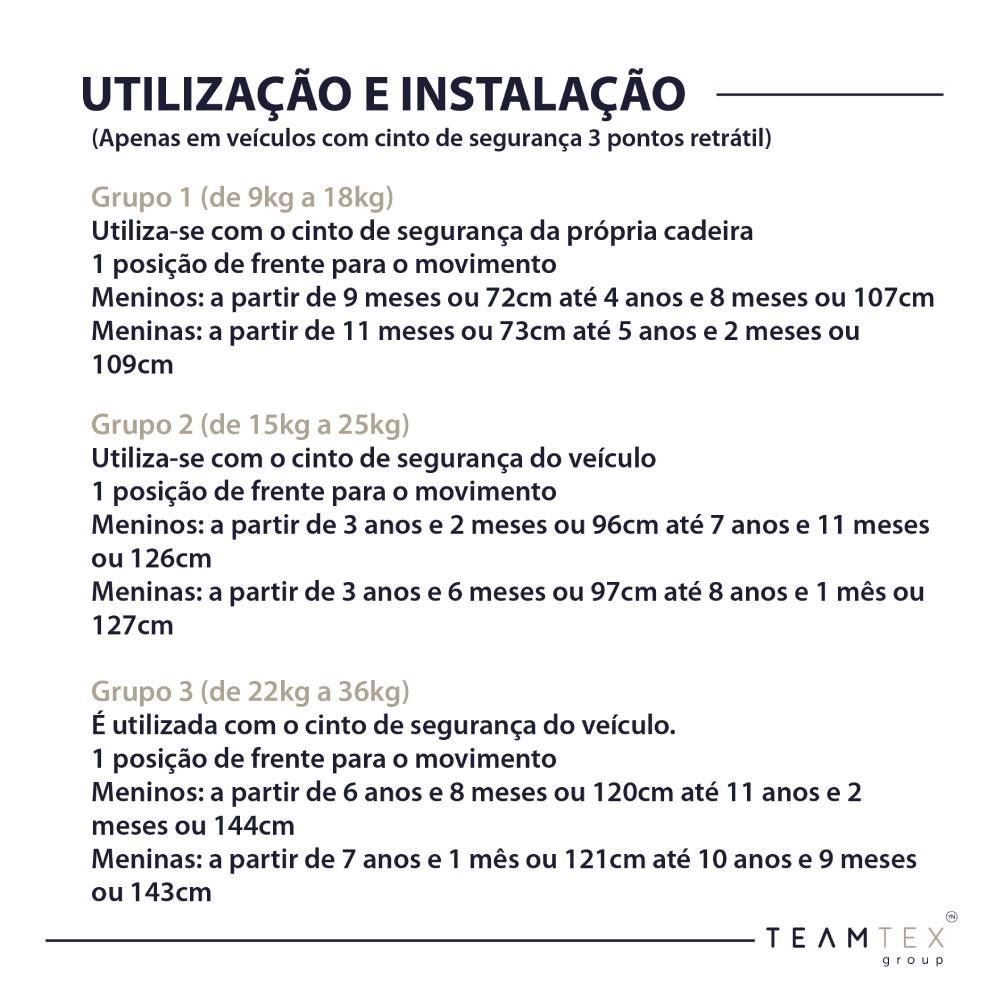 Cadeirinha Infantil Para Carro 9 A 36 Kg Beline Luxe Team Tex - Cinza Luxe Noir