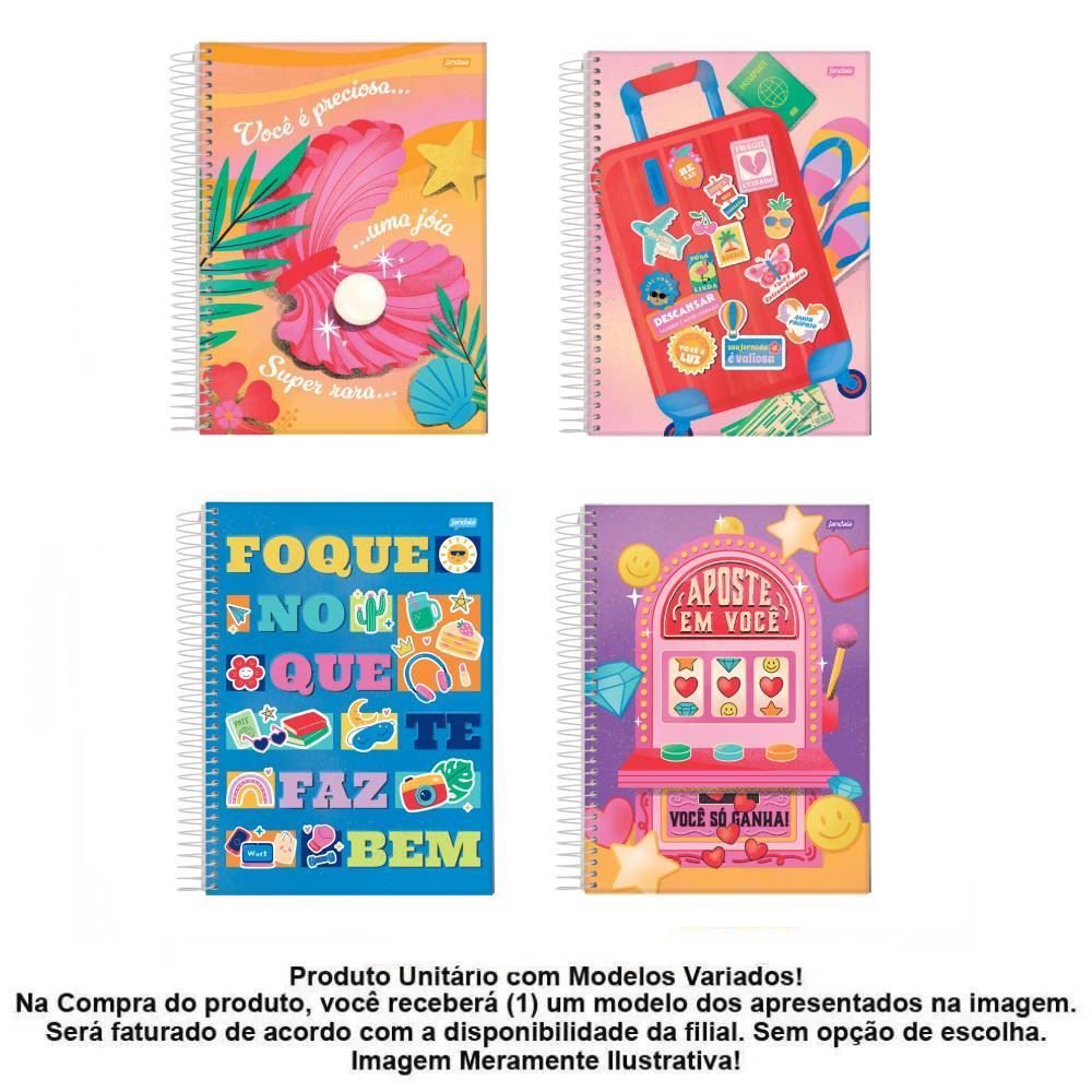 Caderno Espiral Universitário de Boa 160 Folhas Jandaia - Sortido