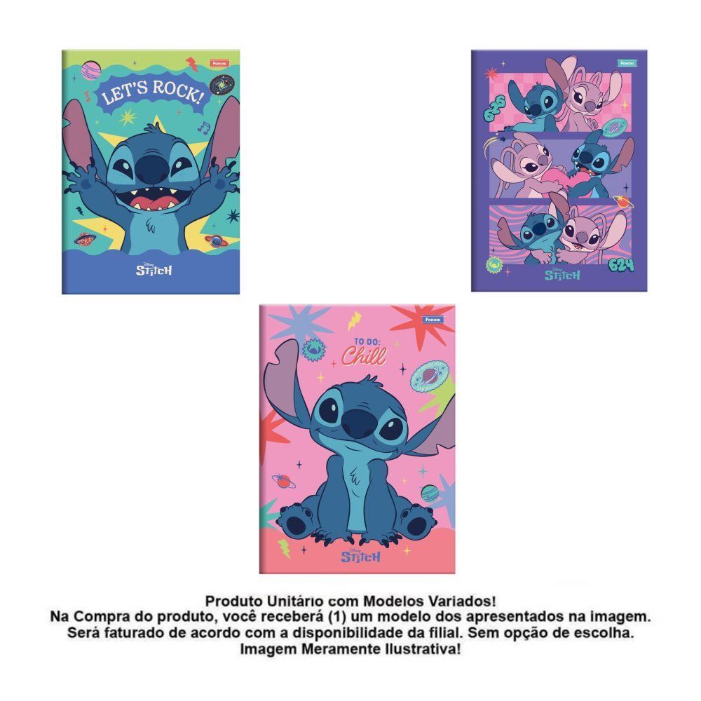 Caderno Brochura Capa Dura 1/4 Stitch 80 Folhas Foroni - Sortido