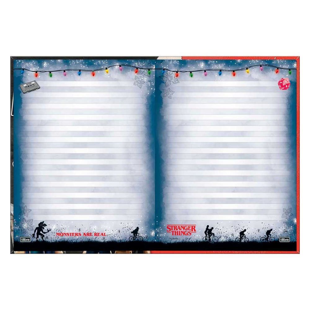 Caderno Brochura Capa Dura Colegial Stranger Things 160 Folhas Tilibra - Sortido