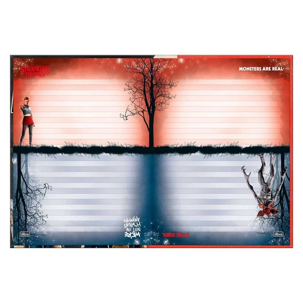 Caderno Brochura Capa Dura Colegial Stranger Things 160 Folhas Tilibra - Sortido