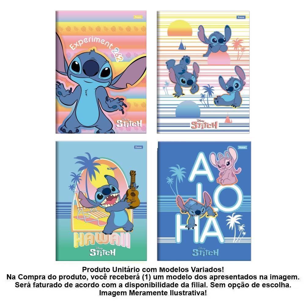 Caderno Brochura Stitch 1/4 Foroni 80 Folhas - Sortido