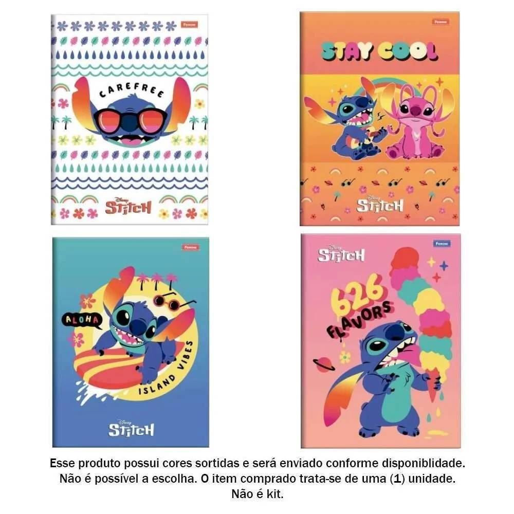 Caderno Brochura Stitch 1/4 Foroni 80 Folhas - Sortido
