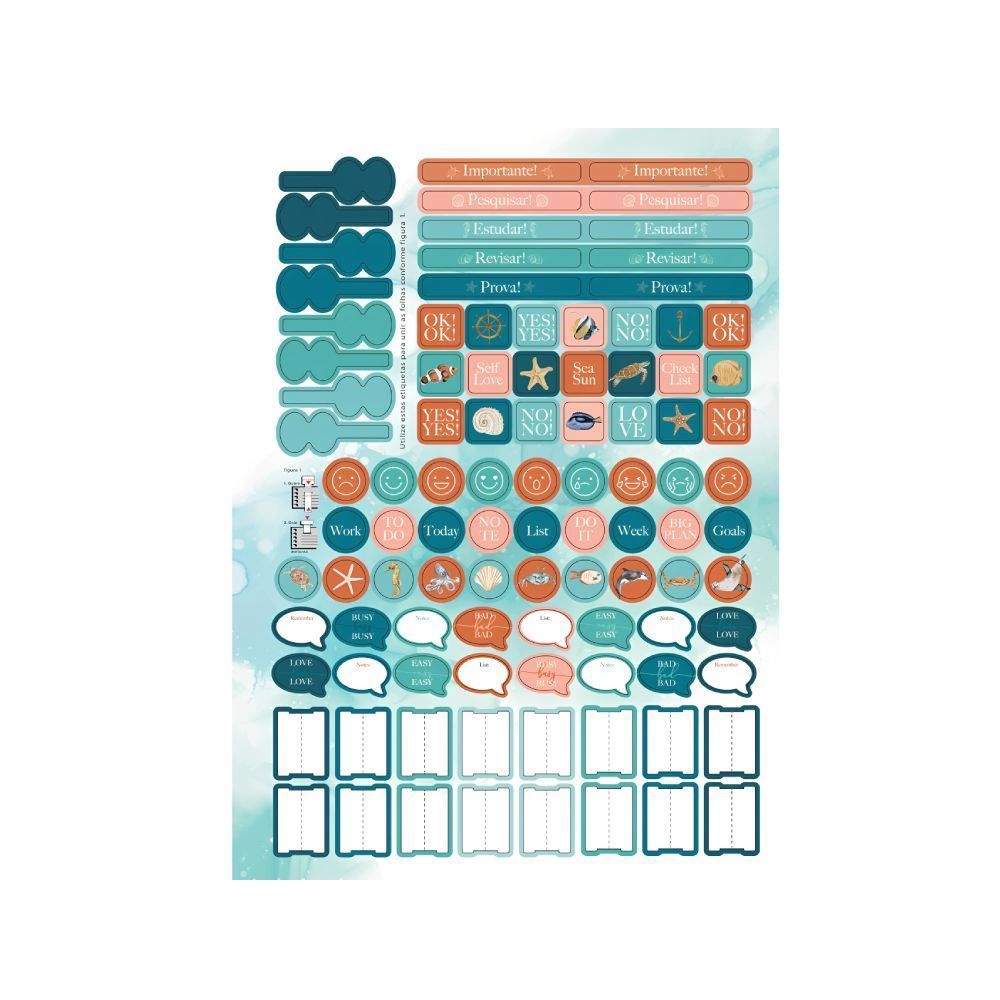 Caderno Capa Dura Espiral 1/4 Sea Life Jandaia - Sortido