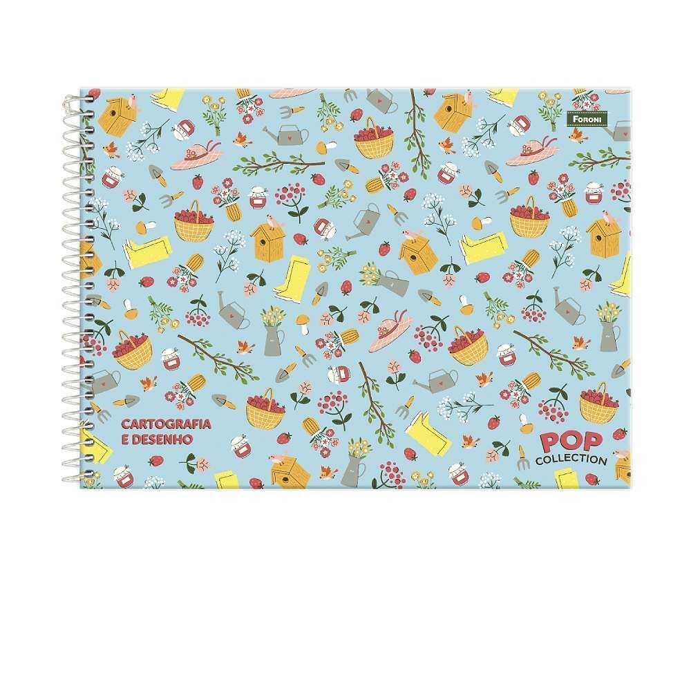 Caderno Cartografia e Desenho Pop Colection 96 Folhas Foroni - Sortido 