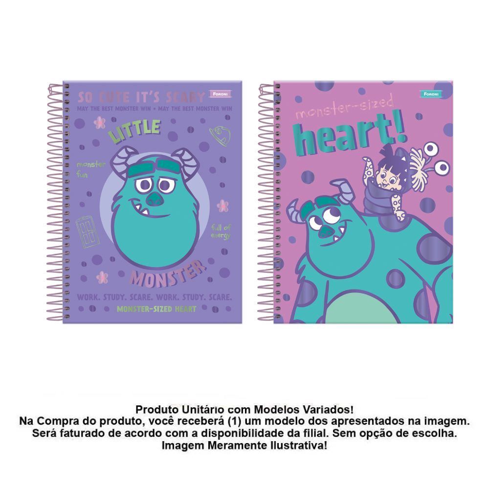 Caderno Colegial Espiral Papel de Carta Sulley 80 Folhas Foroni - Sortido