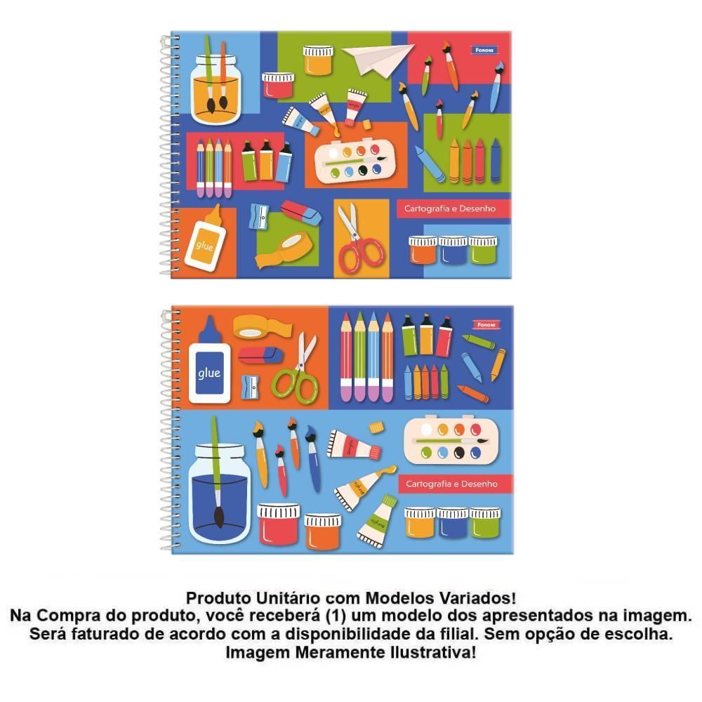 Caderno de Desenho e Cartografia Pick Pro 96 Folhas Foroni - Sortido 