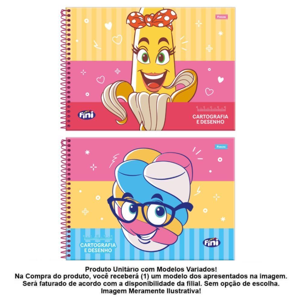 Caderno Cartografia e Desenho Plus Fini 80 Folhas Foroni - Sortido