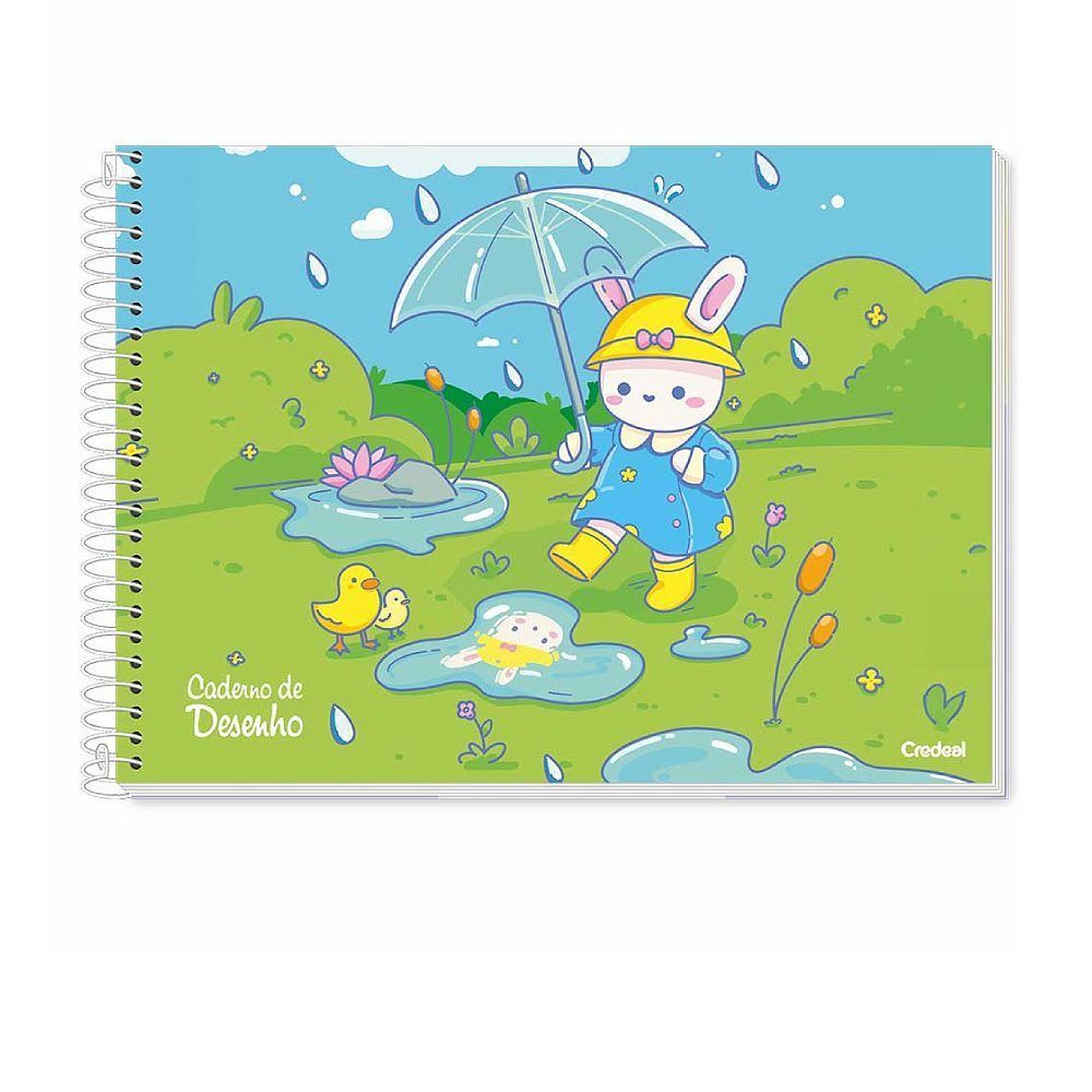 Caderno de Desenho Cartografia Tinty Nails 80 Folhas Credeal - Sortido