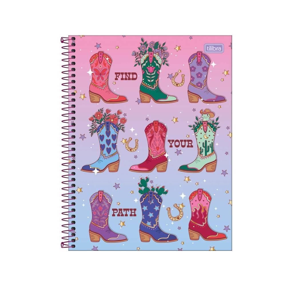 Caderno Espiral Universitário 10 Matérias West Girl Tilibra - Sortido