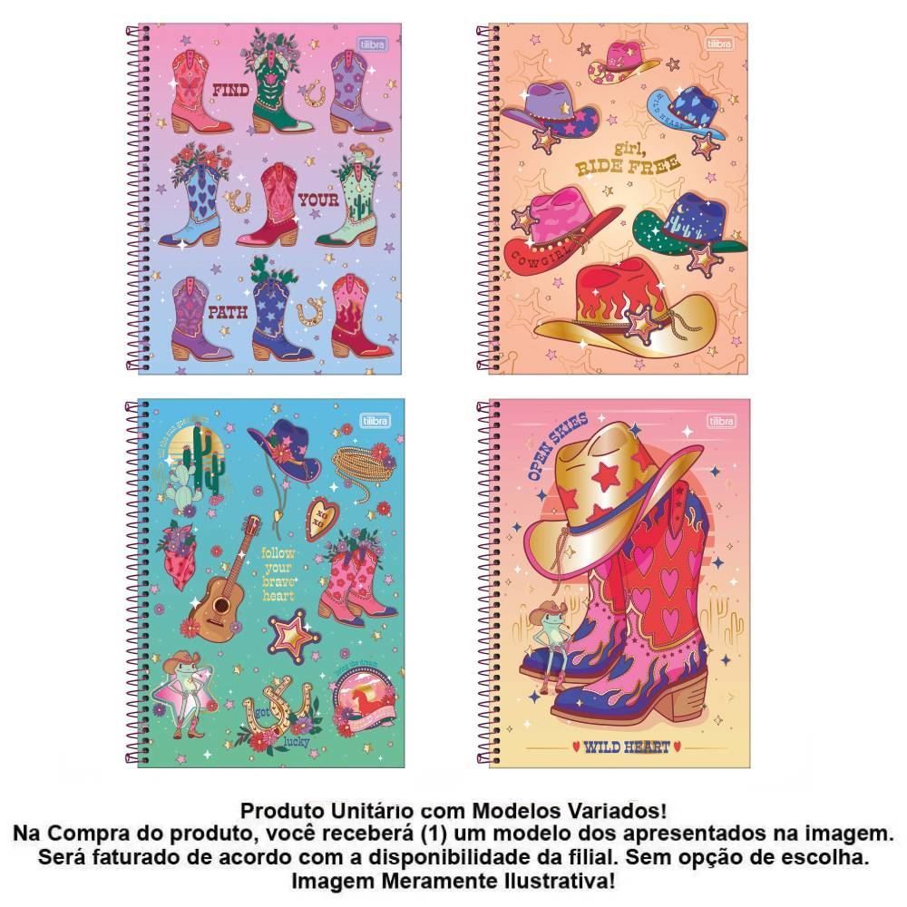Caderno Espiral Universitário 10 Matérias West Girl Tilibra - Sortido