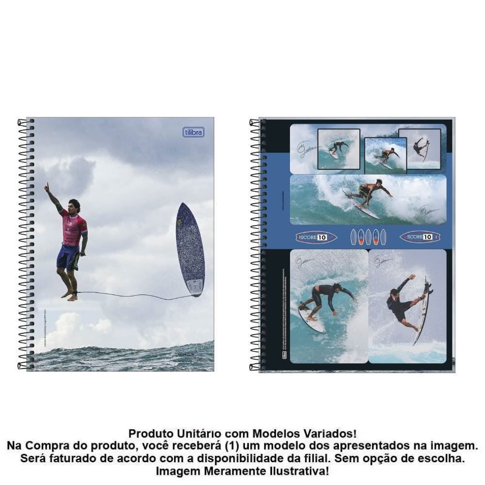Caderno Espiral Universitário Gabriel Medina 160 Folhas Tilibra - Sortido