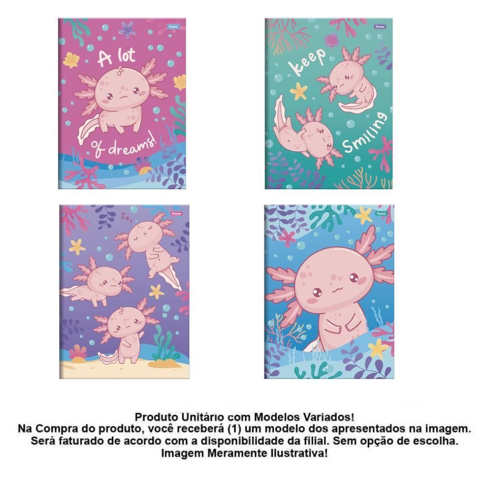 Caderno Universitário Brochura Grande Axolove 80 Folhas Foroni - Sortido