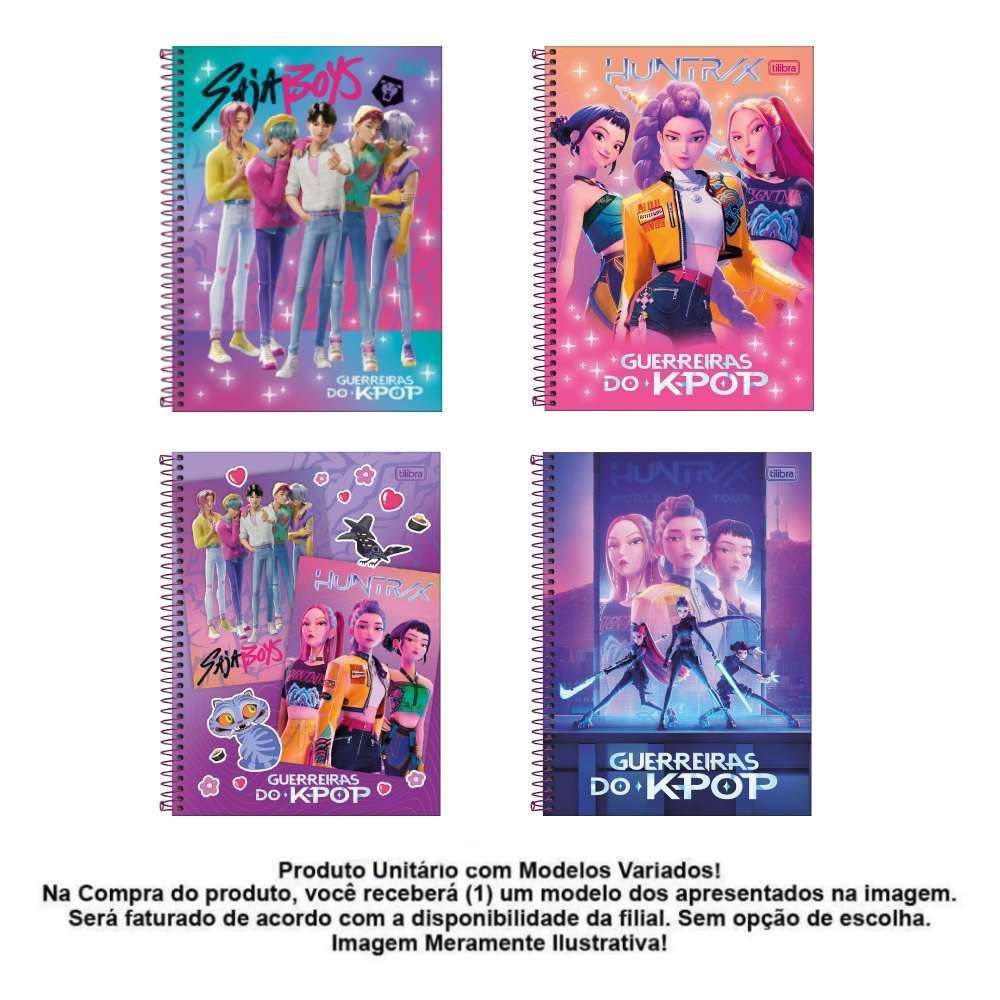 Caderno Universitário Capa Dura Guerreiras do K-Pop 160 Folhas Tilibra - Sortido