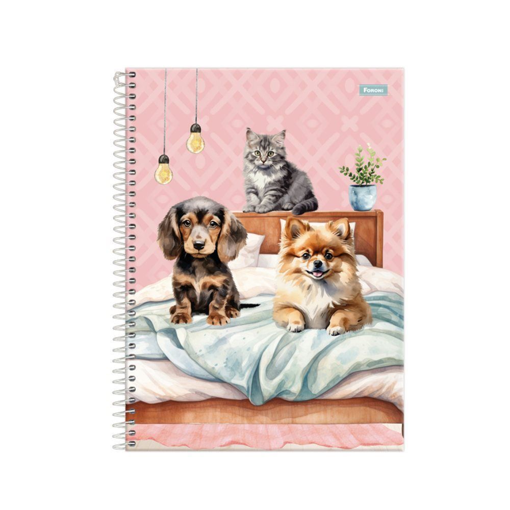 Caderno Universitário Espiral 1X1 Furfriends 80 Folhas Foroni - Sortido