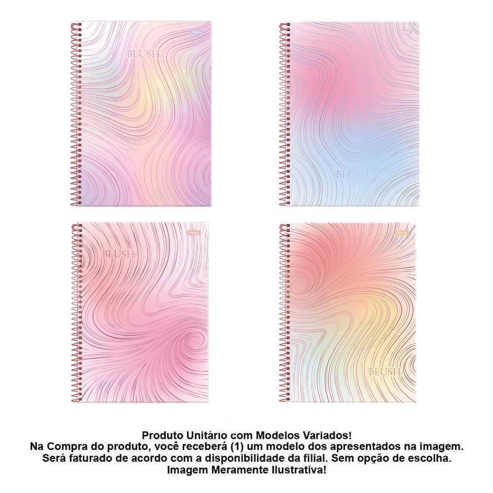 Caderno Universitário Espiral Blush 160 Folhas Foroni - Sortido