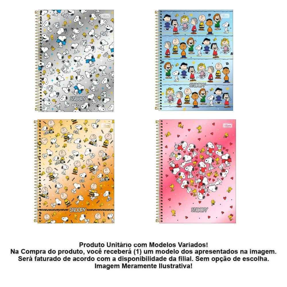 Caderno Universitário Espiral Capa Dura Snoopy Core 80 Folhas Tilibra - Sortido