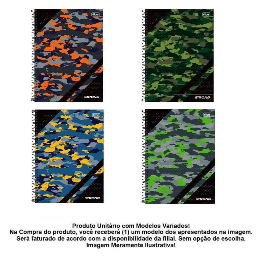 Caderno Universitário Espiral Capa Dura Strong 160 Folhas Tilibra - Sortido