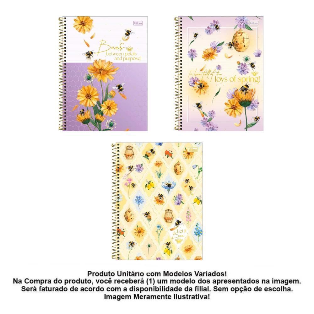Caderno Universitário Espiral Connect 160 Folhas Honey Bee Tilibra - Sortido 