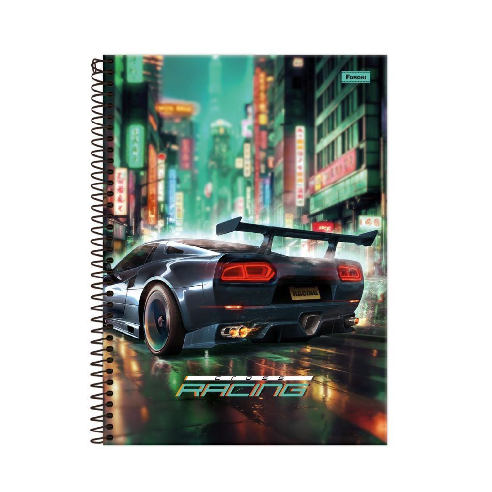 Caderno Universitário Espiral Cross Racing 80 Folhas Foroni - Sortido
