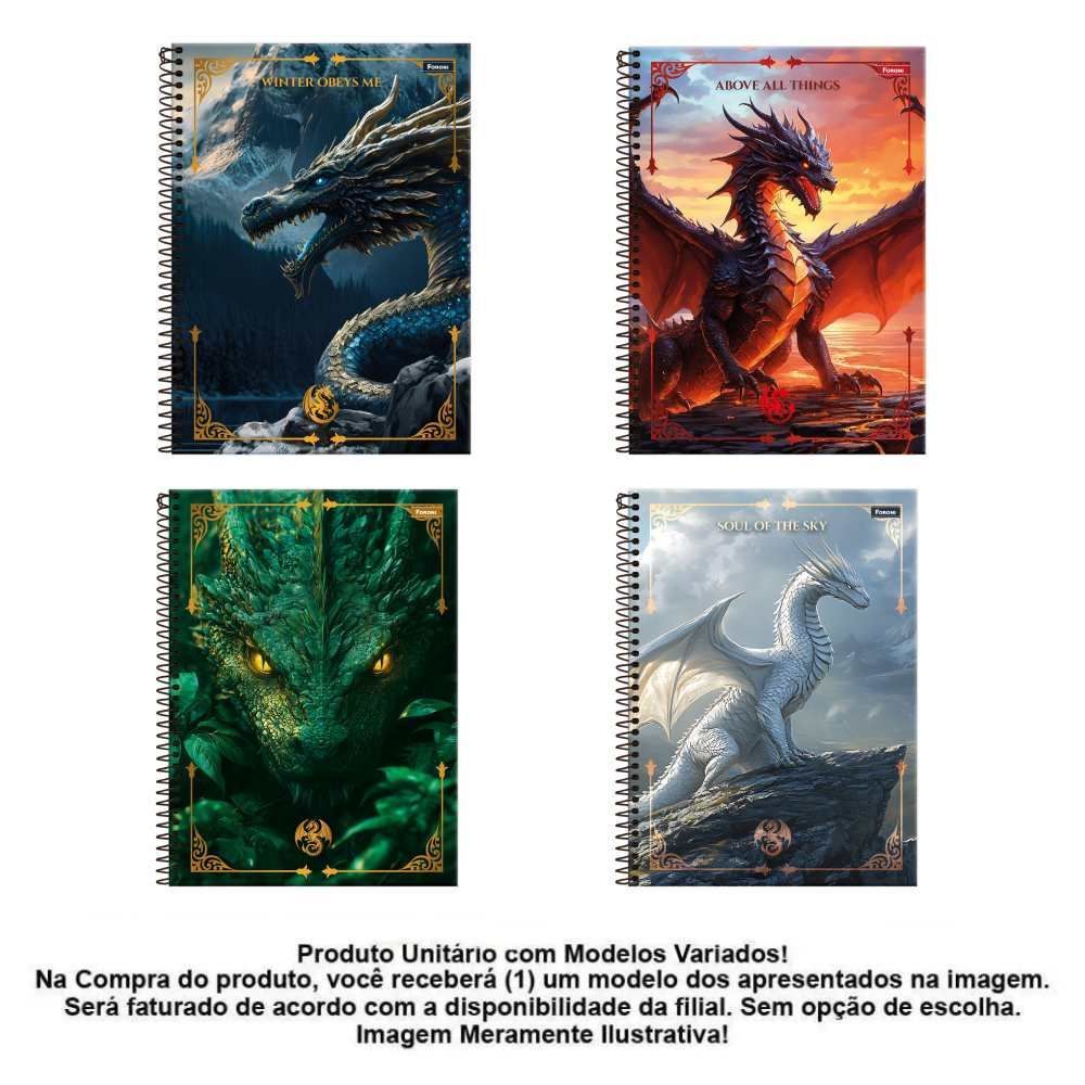 Caderno Universitário Espiral Drakos 160 Folhas Foroni - Sortido