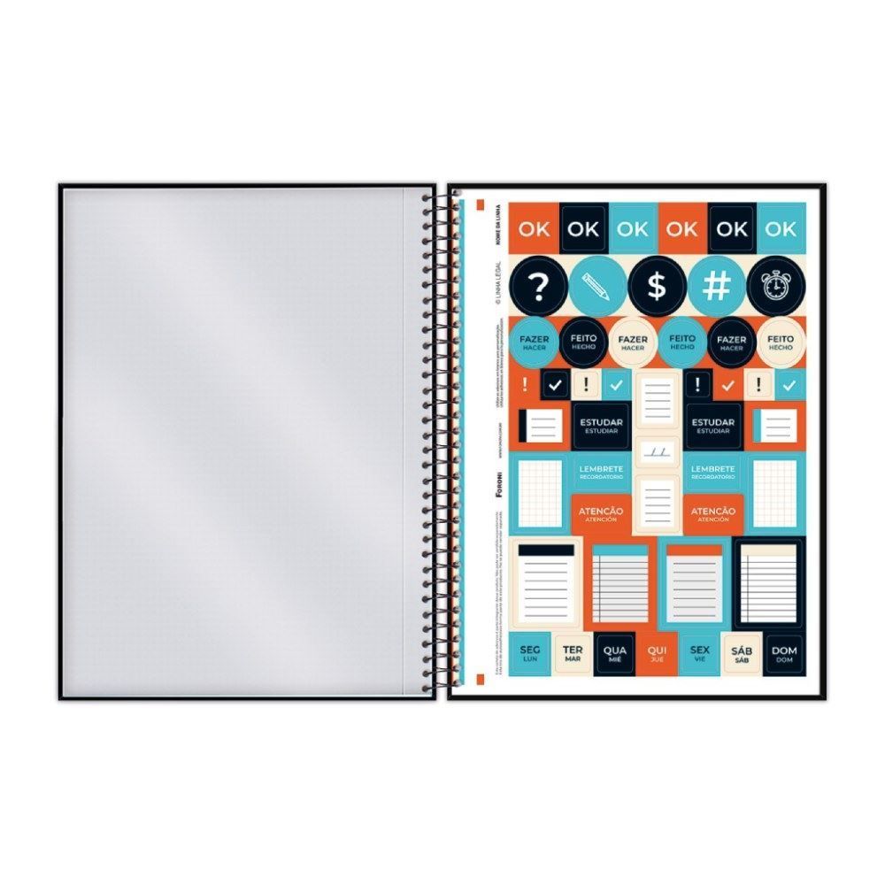 Caderno Universitário Espiral Freewave 240 Folhas Foroni - Sortido