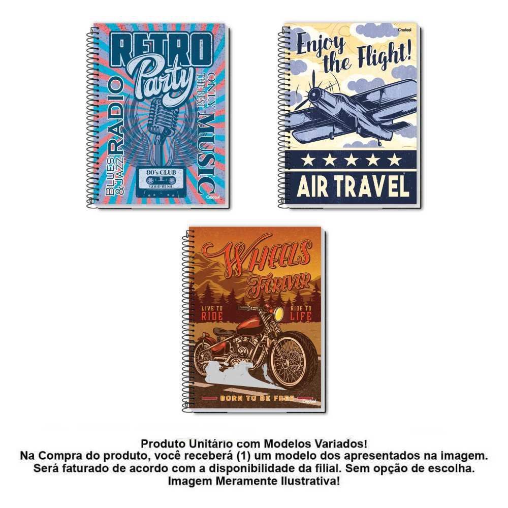 Caderno Universitário Espiral Golden Years 256 Folhas Credeal - Sortido