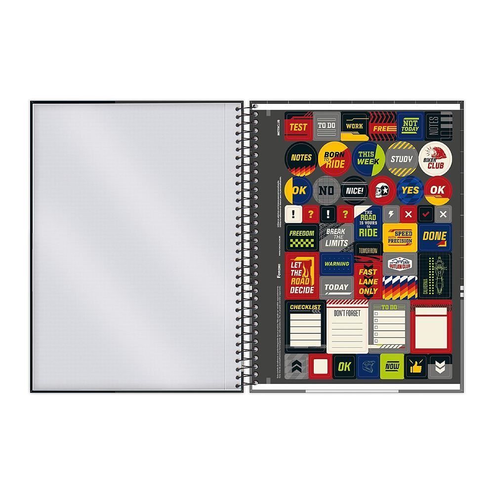 Caderno Universitário Espiral Motoclub 160 Folhas Foroni - Sortido