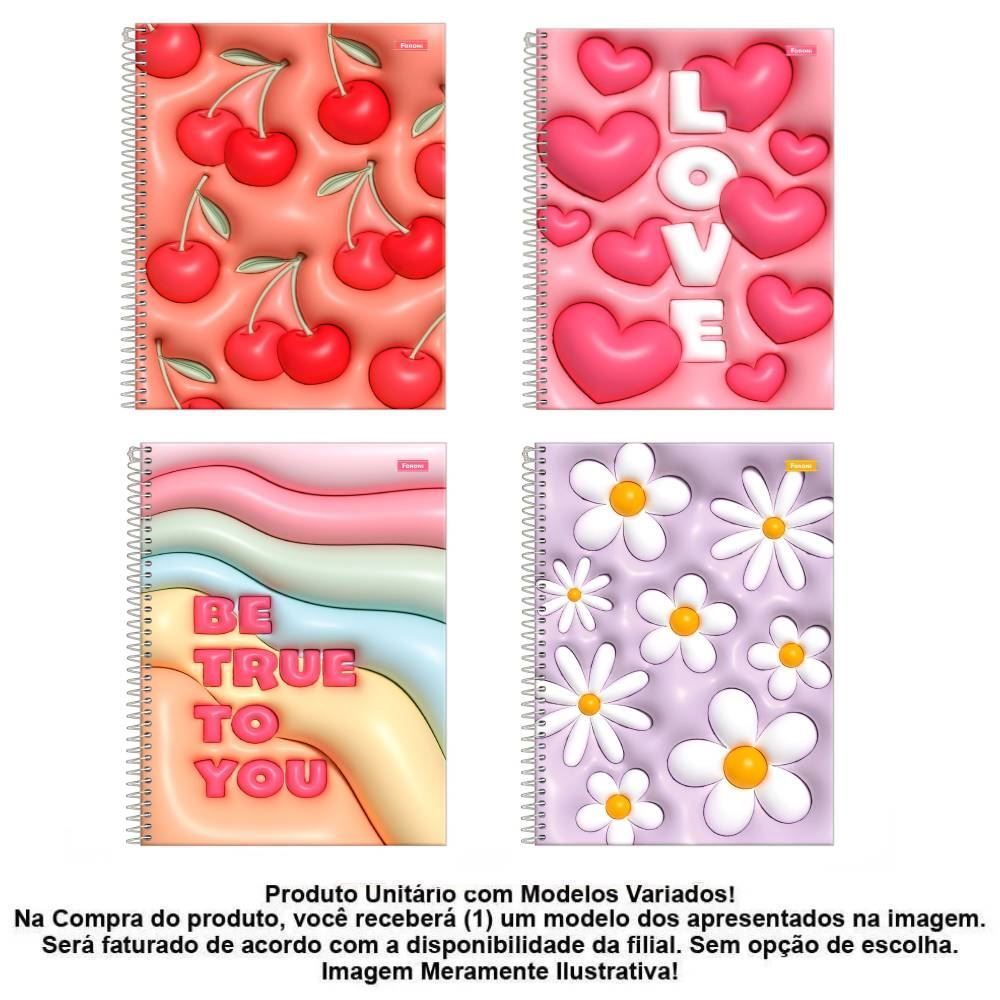 Caderno Universitário Espiral Nice Cream 80 Folhas Foroni - Sortido