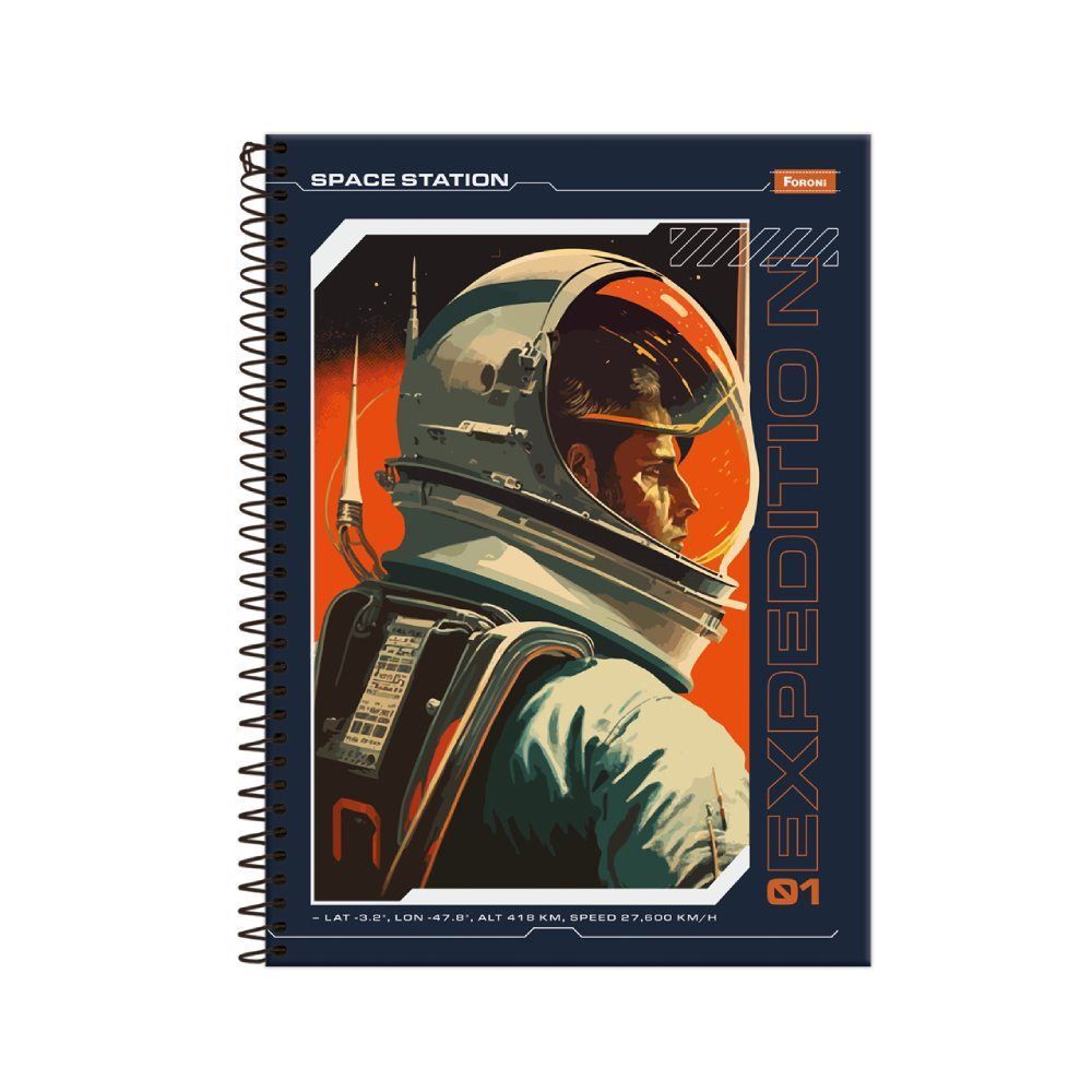 Caderno Universitário Espiral Spacefly 80 Folhas Foroni - Sortido
