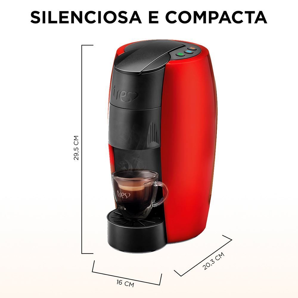 Cafeteira Expresso TRES LOV Vermelha 3Corações