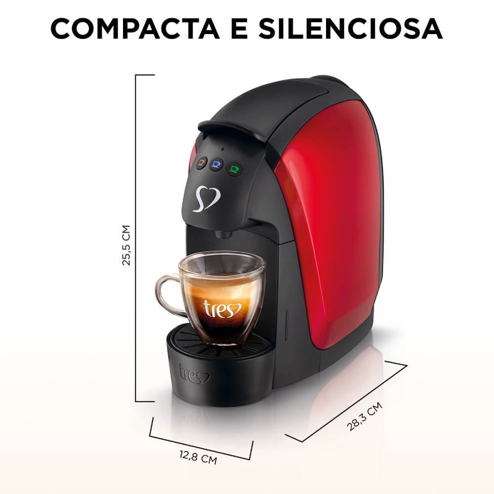 Cafeteira Luna Café Espresso 3 Corações Vermelho