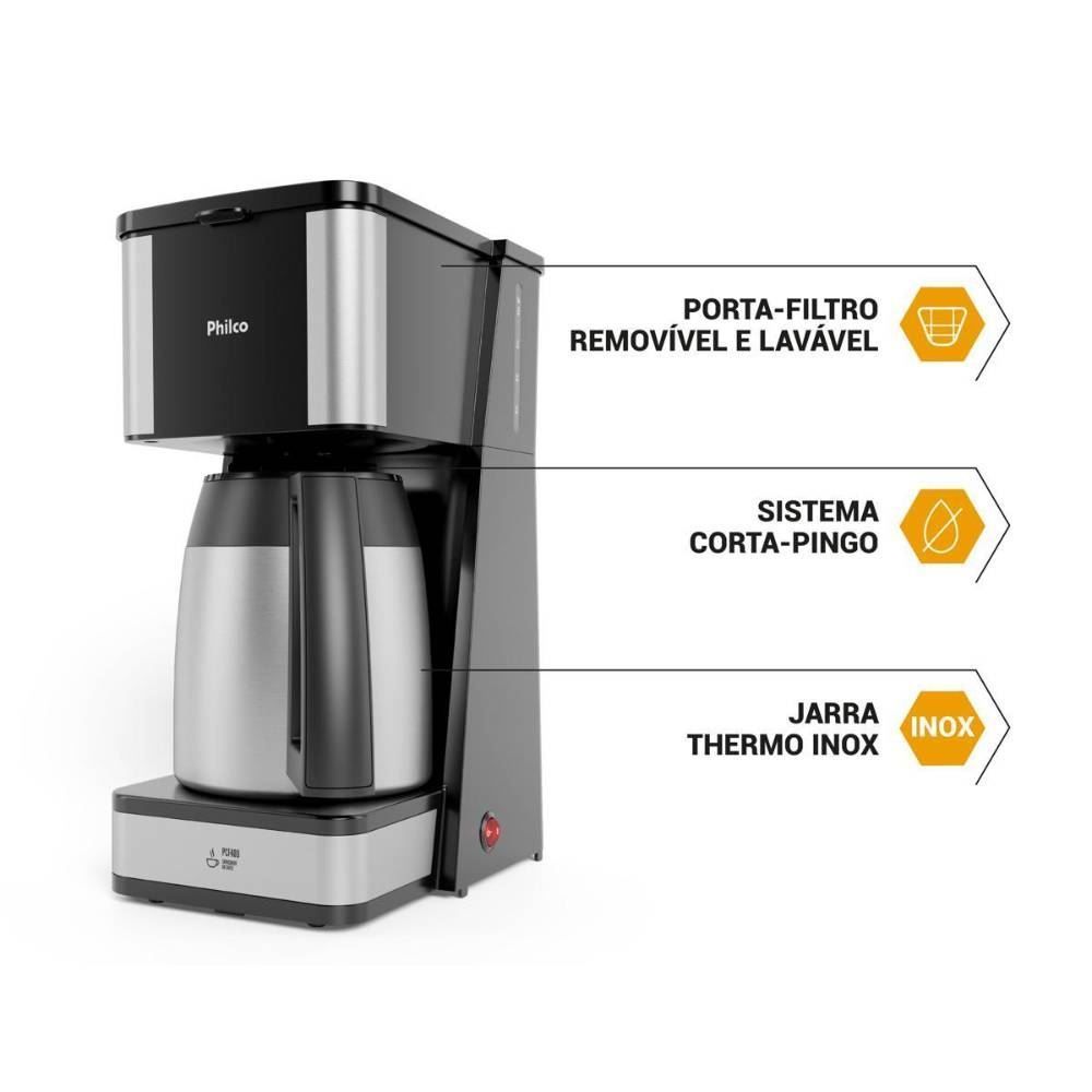Cafeteira Philco 40 cafezinhos 1,6 Litros Jarra em Inox PCF40D