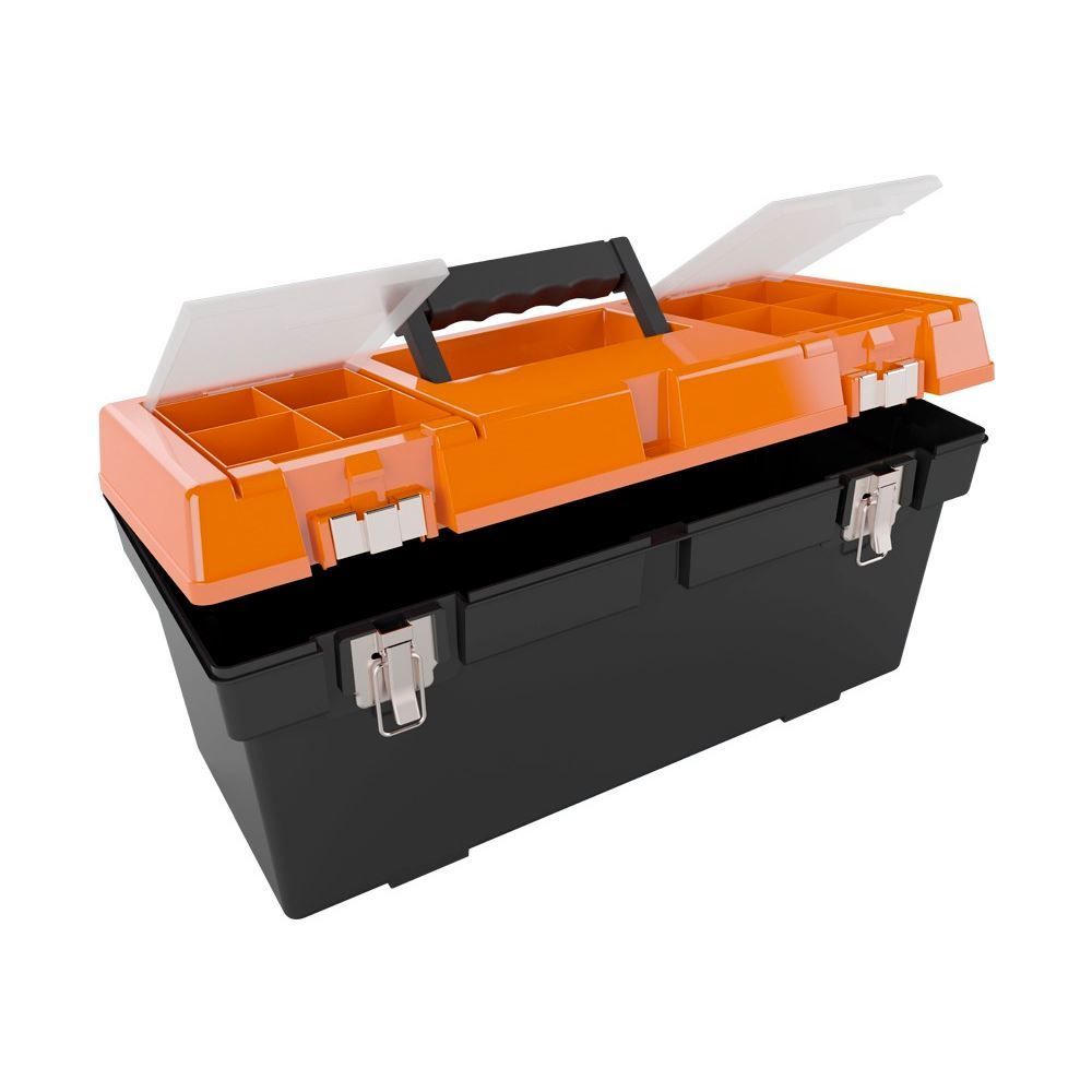 Caixa De Ferramentas Cargo 19,5" Metasul - Preto e Laranja