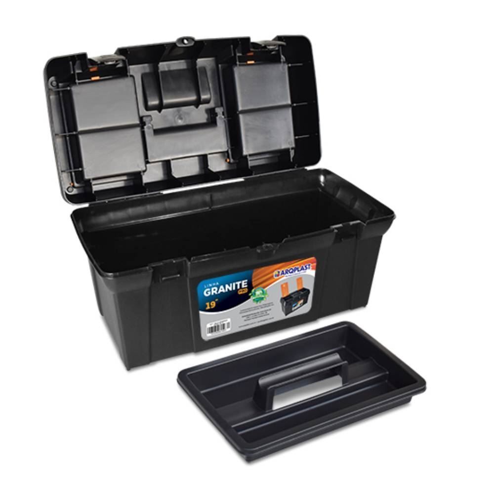 Caixa De Ferramentas Granite Pro Plast 19" Arqplast - Preto
