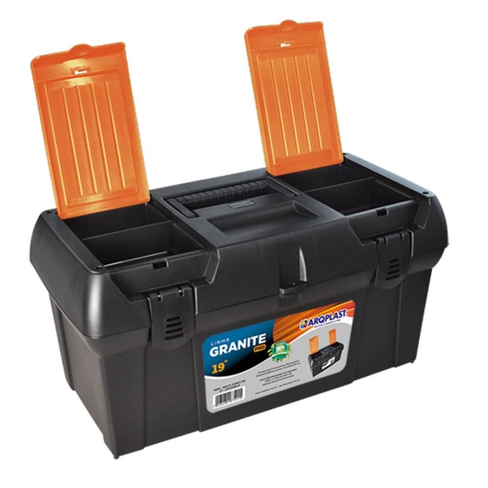 Caixa De Ferramentas Granite Pro Plast 19" Arqplast - Preto
