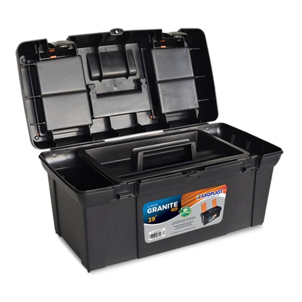 Caixa De Ferramentas Granite Pro Plast 19" Arqplast - Preto