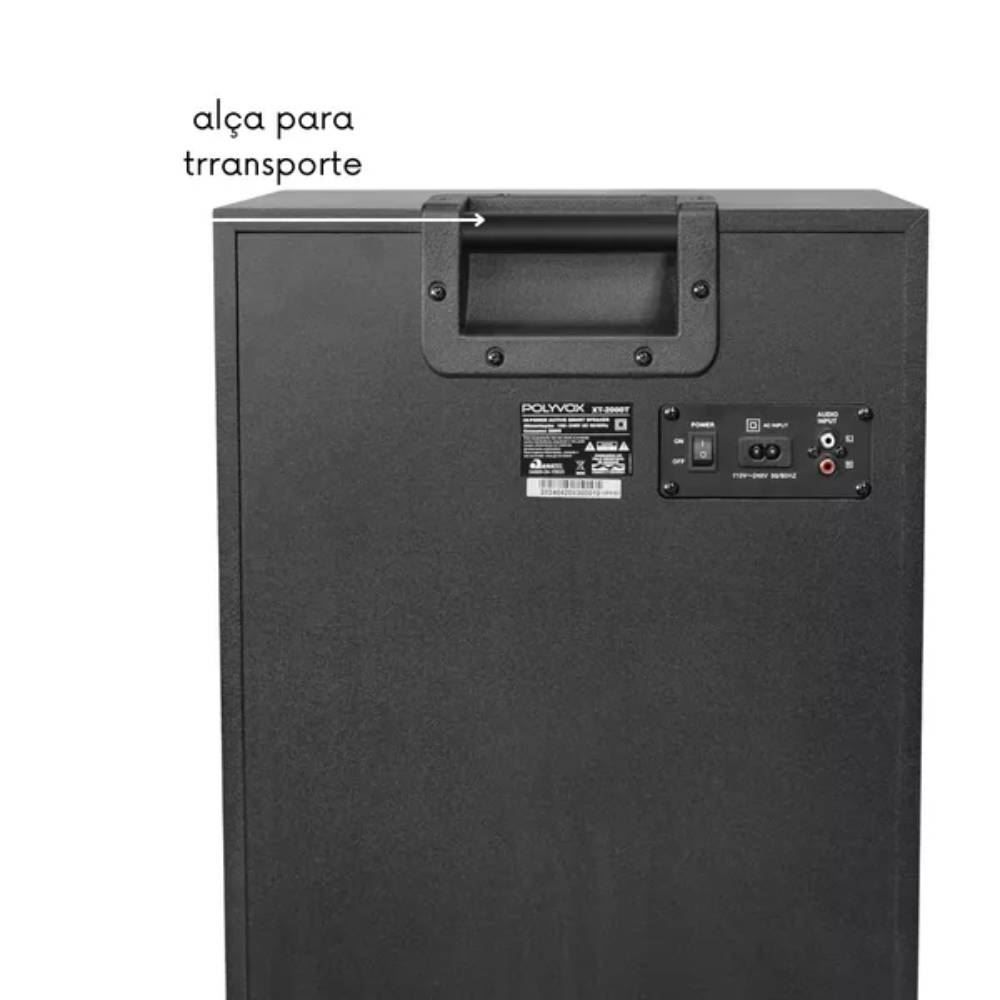 Caixa De Som Acústica Polyvox 2000W Bluetooth Xt2000t - Bivolt